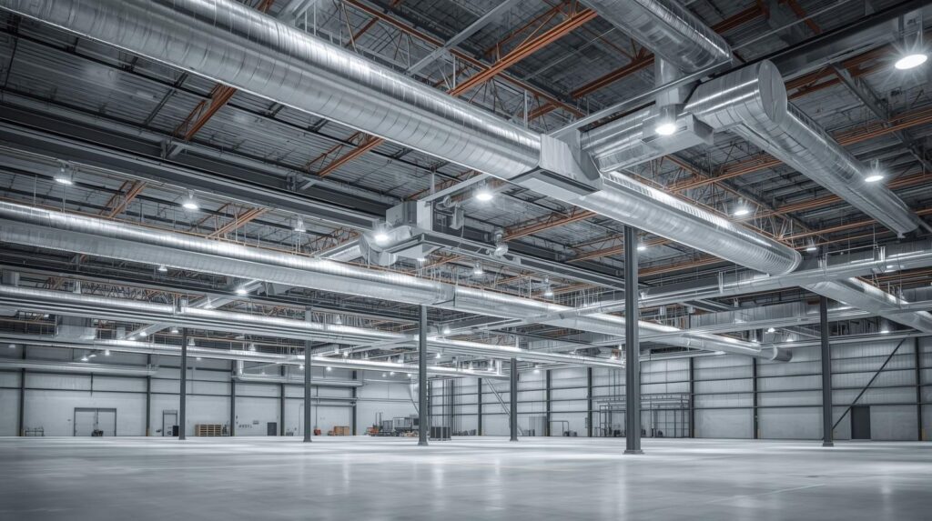 Ventilacioni sistem u industrijskoj hali sa rekuperacijom toplote i velikim HVAC kanalima